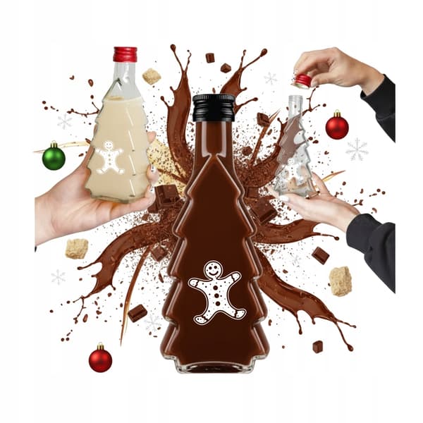5x JULGRAN 250ml flaskor MED TRYCK likör, tinktur, juice JULFLASKOR
