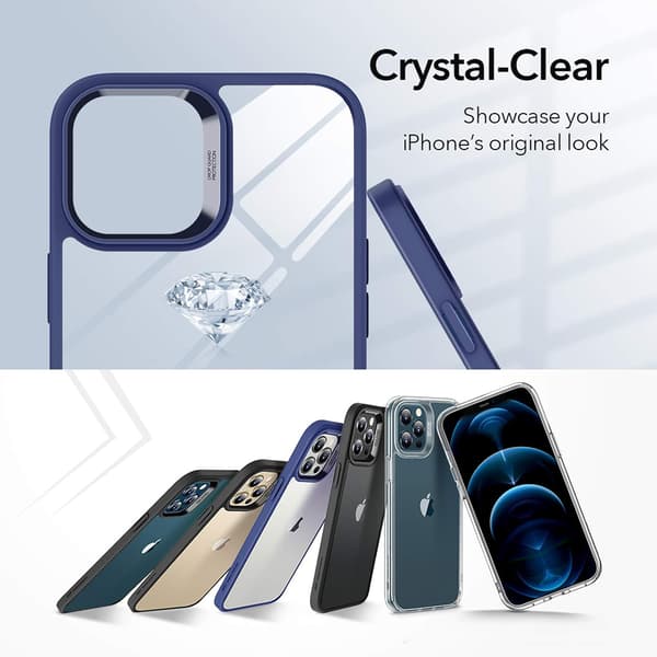 ESR ETUI TIL APPLE IPHONE 12 PRO MAX SILIKONE MED MARINEBLÅ RAMME