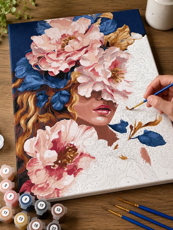 MALING EFTER TAL MED RAMME Billeder til maleri - Blomstervedhæng 40x50 cm