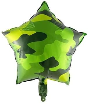 Grøn Stjerne Folieballon Militær Camo 45cm
