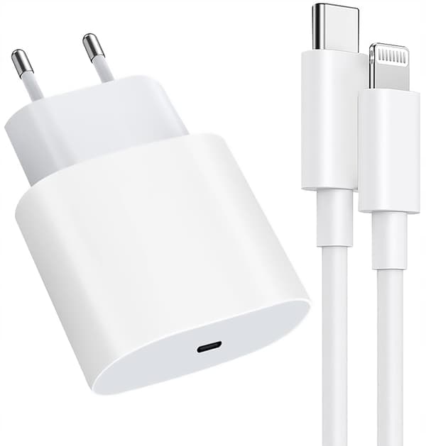 SNABBLADDARE 20W + 1M KABEL FÖR IPHONE CUBE / TYP USB-C BELYSNING usb c