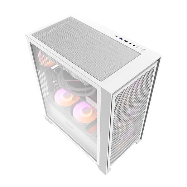 Darkflash DRX70 MESH computerkabinet (hvid) + 4 RGB-blæsere