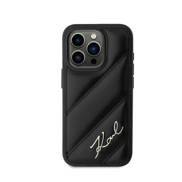 Karl Lagerfeld Diagonal Quilted Script - iPhone 15 Pro-skal (svart)