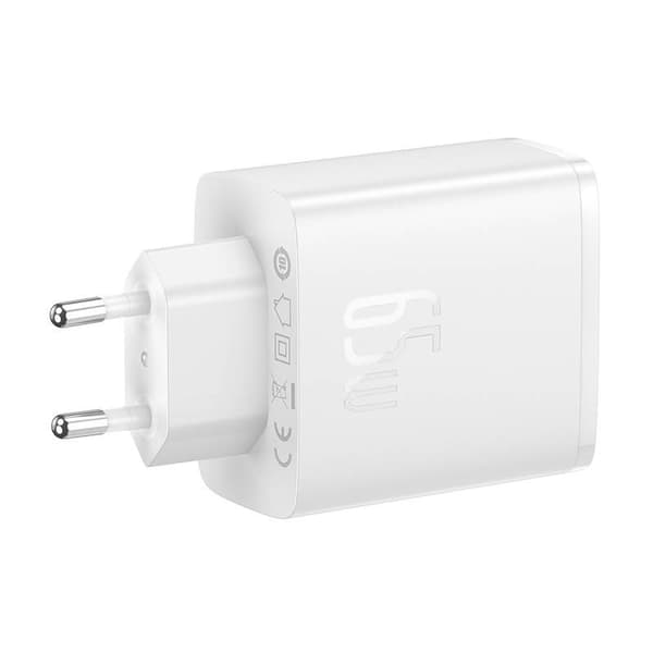 Baseus OS-Cube Pro 2xUSB-C + USB-seinälaturi, 65W (valkoinen)
