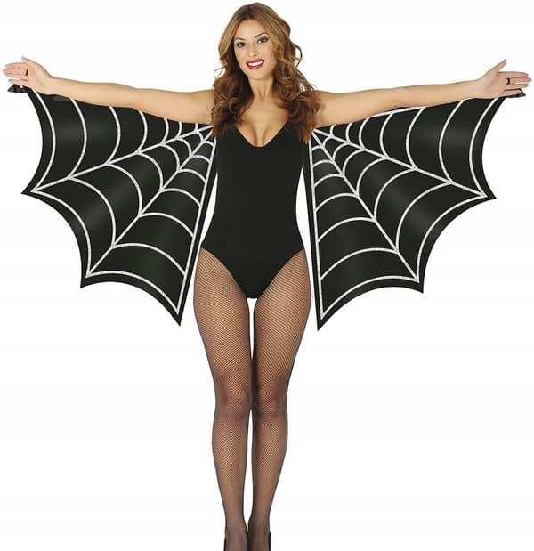 Spider kostymmantel svarta fladdervingar Halloween karnevalbal