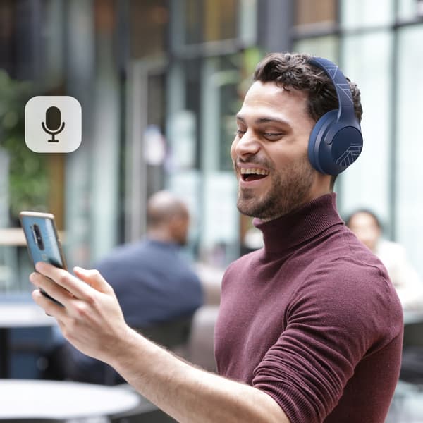 PowerLocus P3 Blå Bluetooth Hovedtelefoner Mikrofon AUX BT Bluetooth Etui