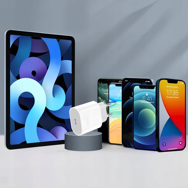 SNABBLADDARE 20W + 1M KABEL FÖR IPHONE CUBE / TYP USB-C BELYSNING usb c