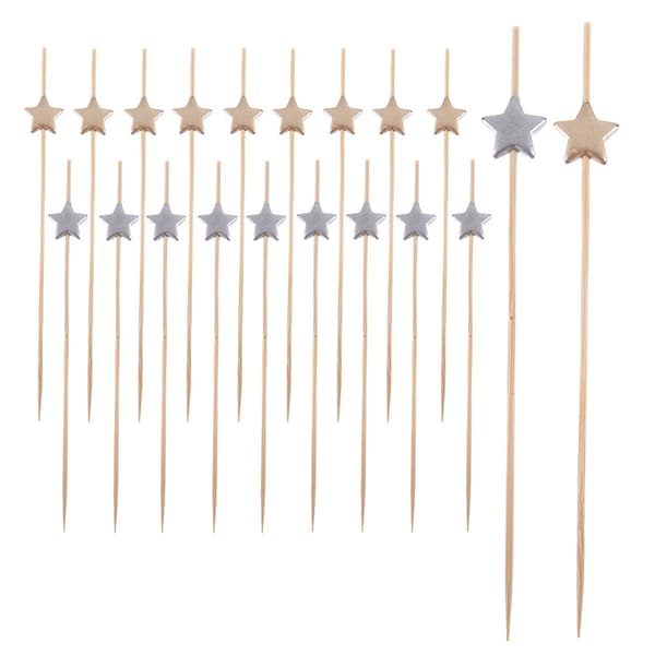 Bambu stjärnformade tandpetare till snacks 12 cm 20 st