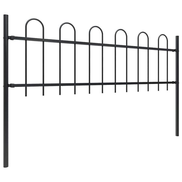 vidaXL hegnspanel med afrundede ender 1,8 m sort