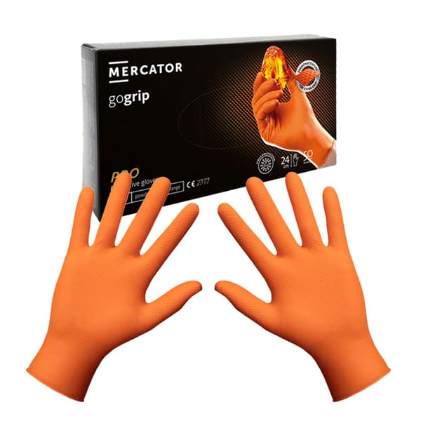 Nitrilhandskar M orange Mercator Gogrip 50 st