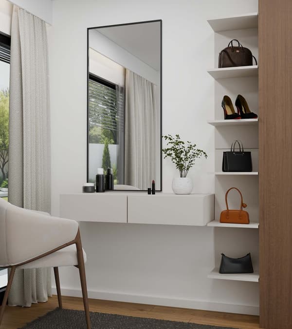 HÄNGANDE SMYCKESBORD MIKA 110 CM 2 LAGODER FÖR SOVRUM KASHMERE BEIGE