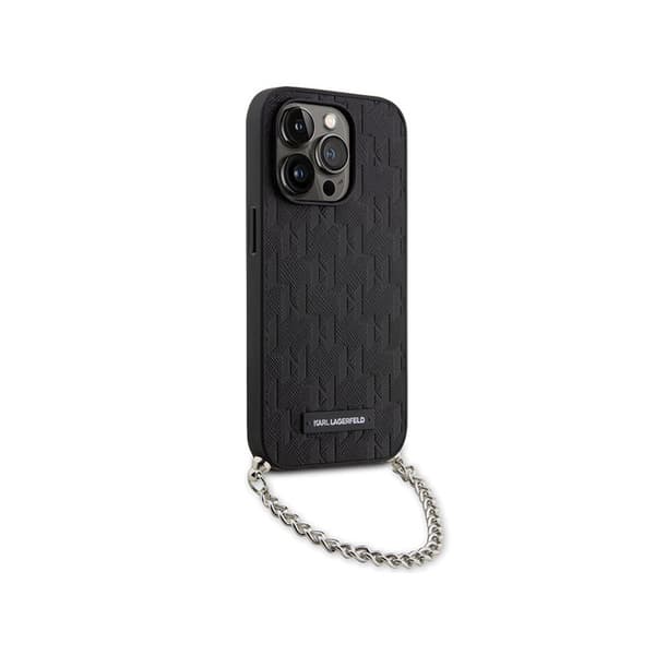 Karl Lagerfeld Saffiano Monogram Chain - iPhone 14 Pro cover (sort)