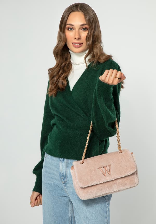 Wittchen Dam Crossbody-väska med Päls, Creme, Creme Polyester