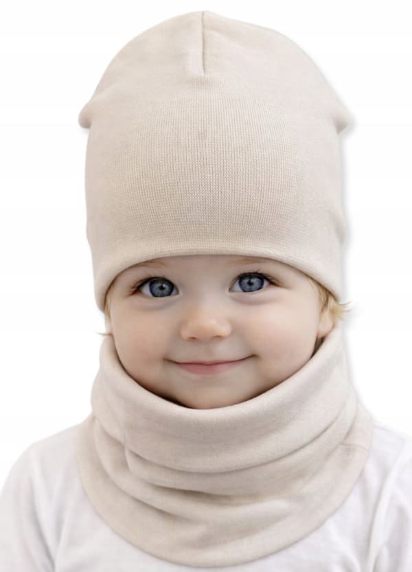Set MÖSSA + HALSDUK 74-80-86 babyset 40/44 VÅRBEIGE
