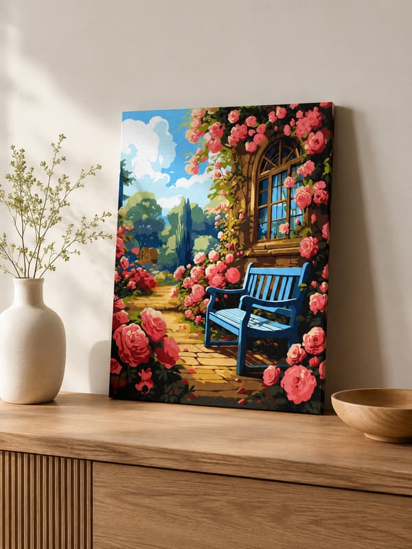 Maleri efter tal med ramme Billeder til maleri - Blomsterhave 40x50 cm