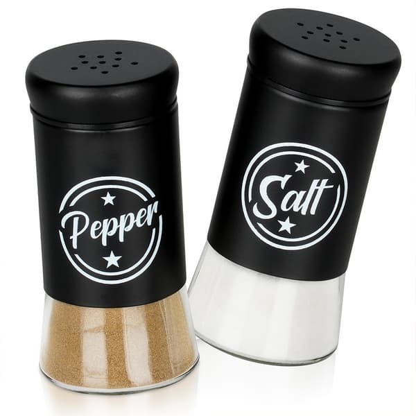 Salt- och pepparkar i glas, svart, 2 st.