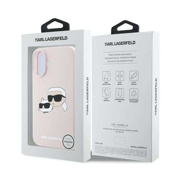 Karl Lagerfeld Silikone Dobbelthoved Print MagSafe - iPhone 16 Plus Etui (Pink)