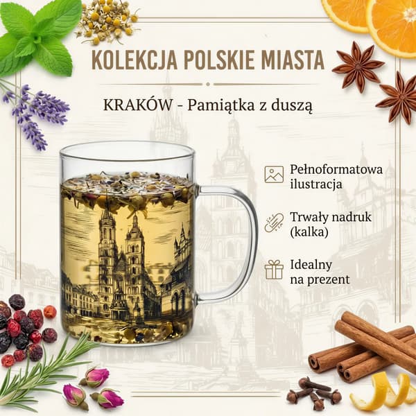 GLASKOP BYEN KRAKOW 0,4L TRANSPARENT MED SORT TRYK