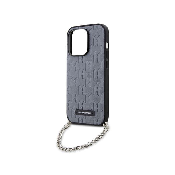Karl Lagerfeld Saffiano Monogram Chain - iPhone 14 Pro-skal (Silver)