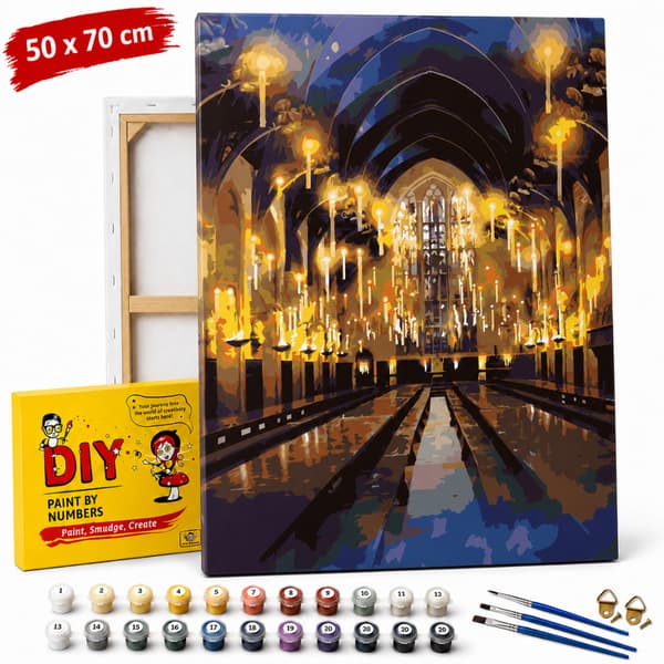 Måla efter siffror-tavel med ram Stora salen Hogwarts Harry Potter 50x70cm