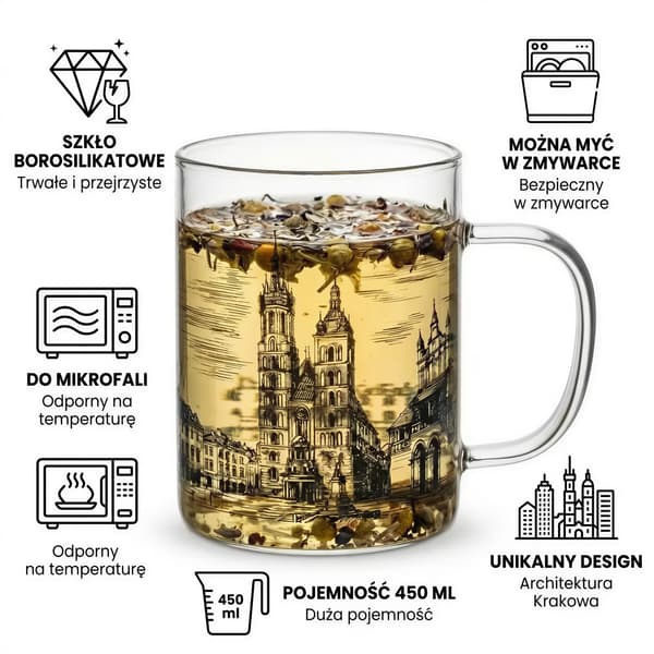 Glasmugg Krakow 0,4L Transparent med svart tryck