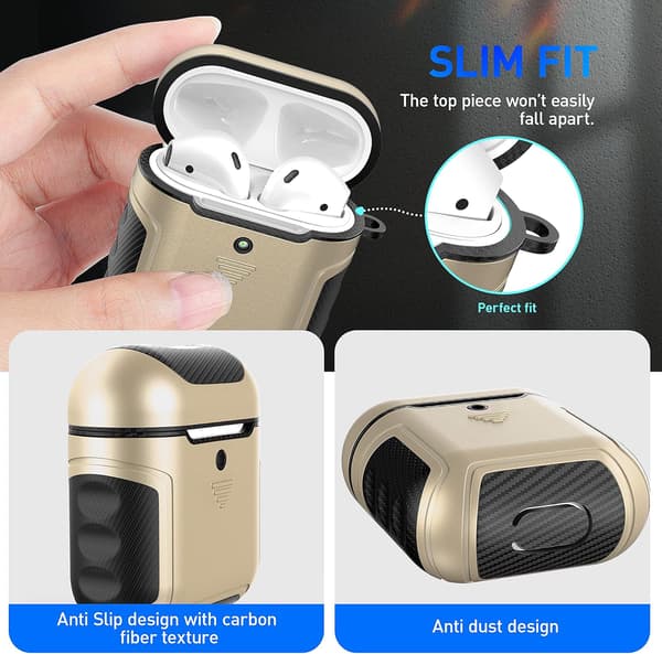 HÅRDT SILIKONEETUIS TIL AIRPODS 1/2 GULD SORT