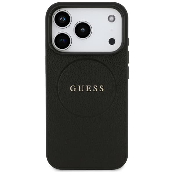Guess Grained Ring MagSafe - iPhone 17 Pro-skal (svart)