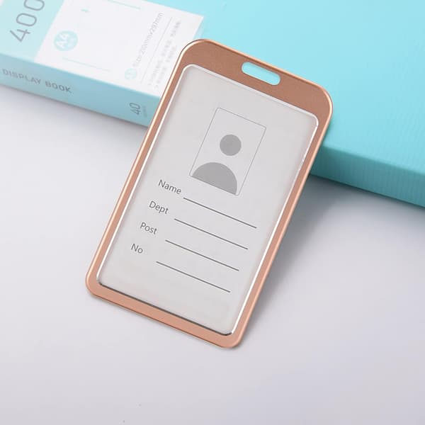 2X ID-HOLDER, ID-KORT, ARBEJDSKORT, ALUMINIUM, LYSERØD SÆT