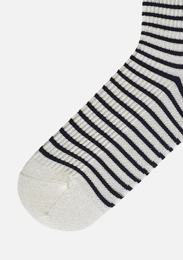 Sockor med svarta ränder och elastiskt sockenband Stripes 36/40 VIT