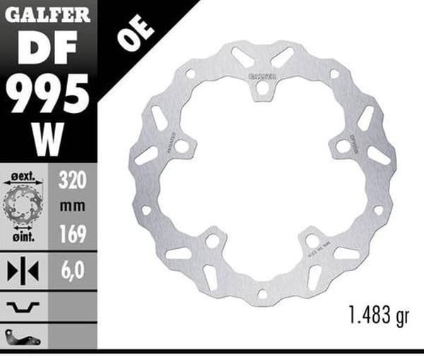 Galfer rumpujarrulevyä Harley-Davidson 320x169x6 mm Wave