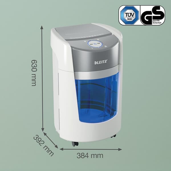 Leitz IQ Optimax 350 P5 dokumentförstörare, 8 ark, 22 l, vit