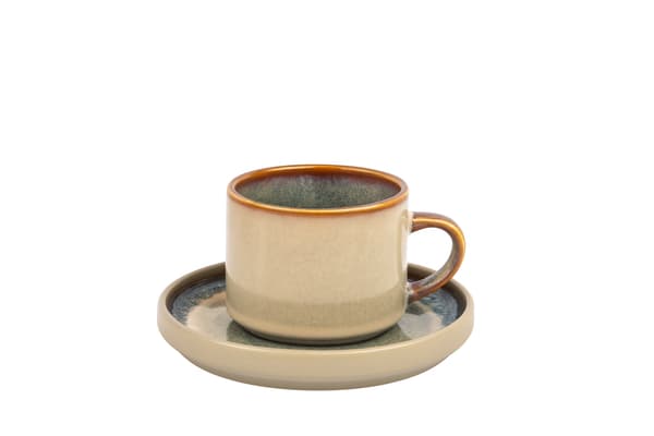 KOPPER MED UNDERKOPPER TIL KAFFE- OG TE-SÆT 200 ML BEIGE Ø 8,5 CM