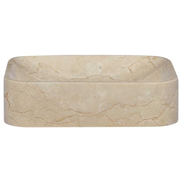 vidaXL Handfat, Creme, 40x40x10 cm, Marmor