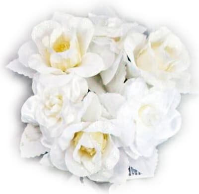 Ljusdekoration vita blommor 14cm