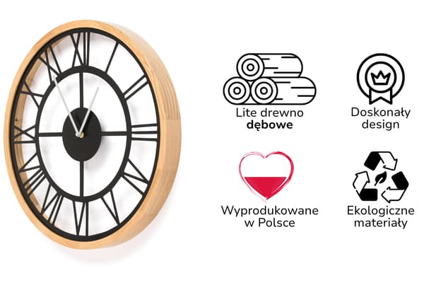 Vægur LEJA 47cm træ eg premium