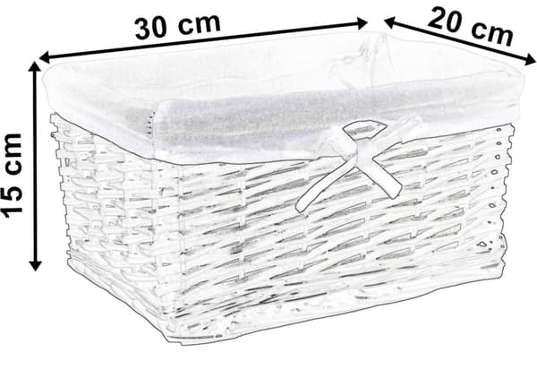 Rottingkorg 30x20x15 cm - vit och grå