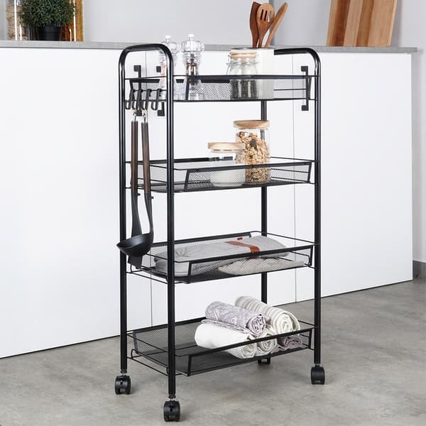 opbevaringsvogn metal sort 4-niveau