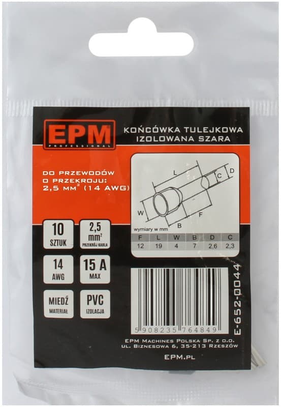 ISOLERET FERULE TERMINAL 2,5 MM 10 STK - E-652-0044