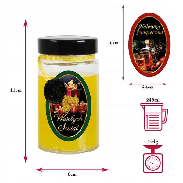 20x glasburkar Aria 245ml handdekorerade julklappssirap honung