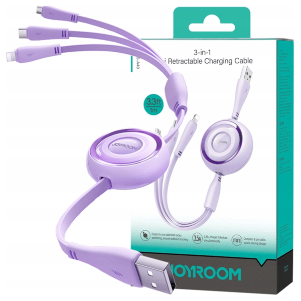 Joyroom Colorful USB-kaapeli 3w1, USB-C/Lightning/Micro USB 3.5A, 1m (vihreä)