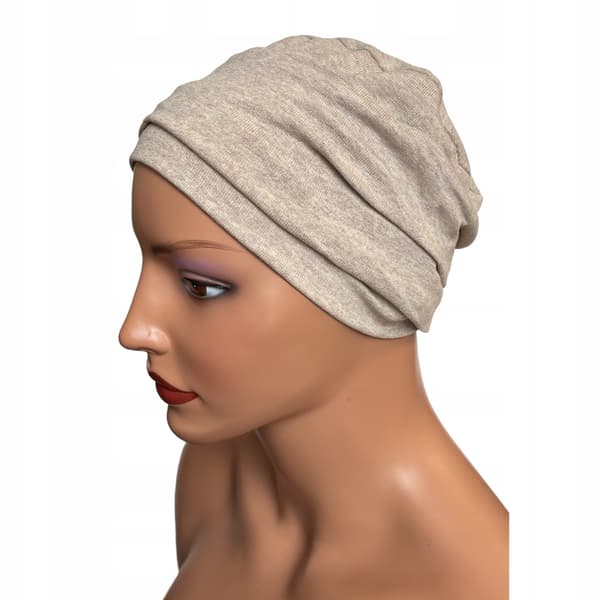 Iryda turban lys beige sweaterhue efterår-vinter også efter kemoterapi