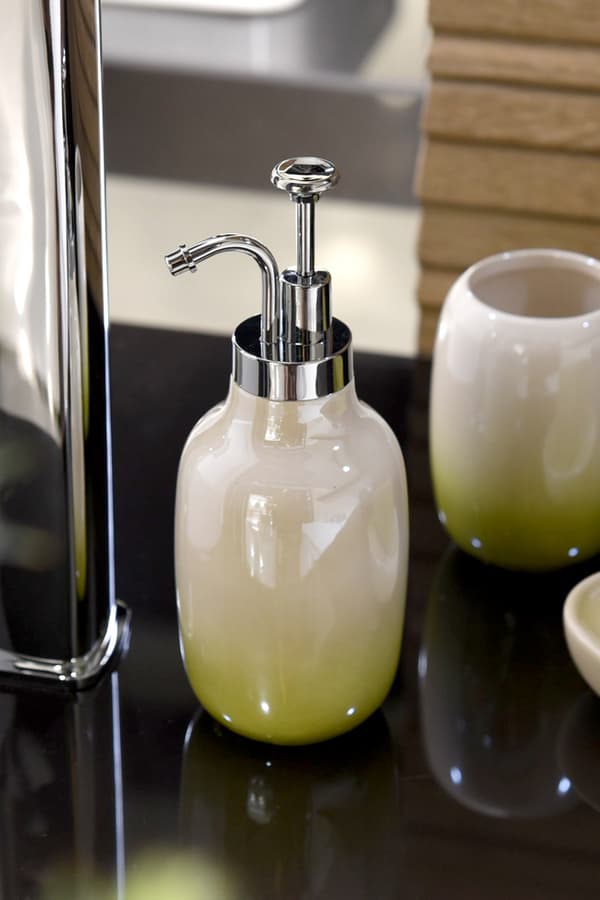 Sæbedispenser 300 ml AWD INTERIOR Fiore 1377 hvid perlegrøn keramik