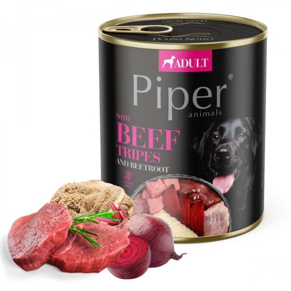 PIPER Vådfoder til hunde med oksekødsmaver og rødbeder 800 g