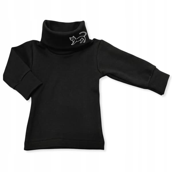 Børne TURTLENECK 92 SWEATSHIRT Børne T-SHIRT BLUSE med print SORT