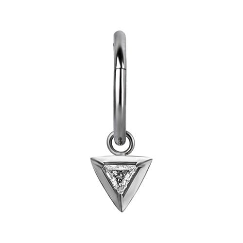 Berlocker - triangel med vit zirkon - silver - D-065
