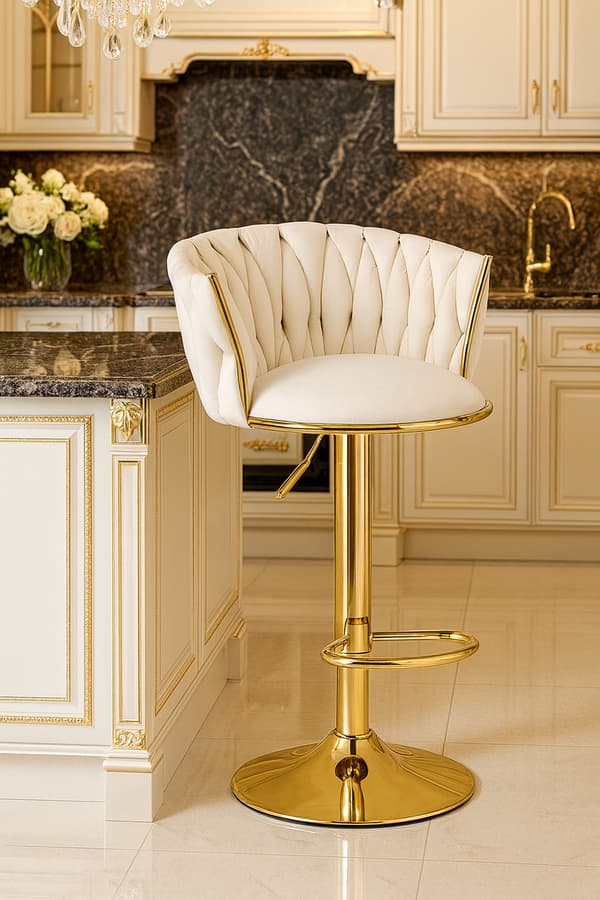 MIG skammel - beige / guld base x 2