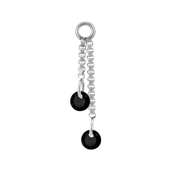 Charmkæde med sorte zirkoner - sølv - D-071 20 mm