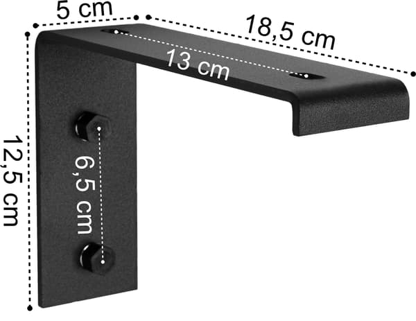 Sort metalhyldebeslag op til 30 kg