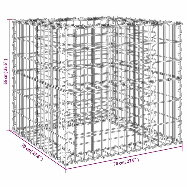 vidaXL Gabionkorg silver 70x70x65 cm galvaniserat järn