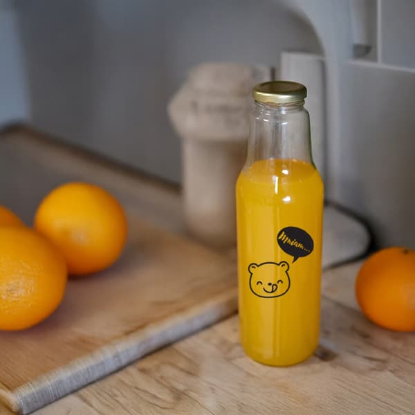 5x KUBUŚ-flaska 750 ml med tryckflaskor för juice, juice, sirap och vattenflaskor